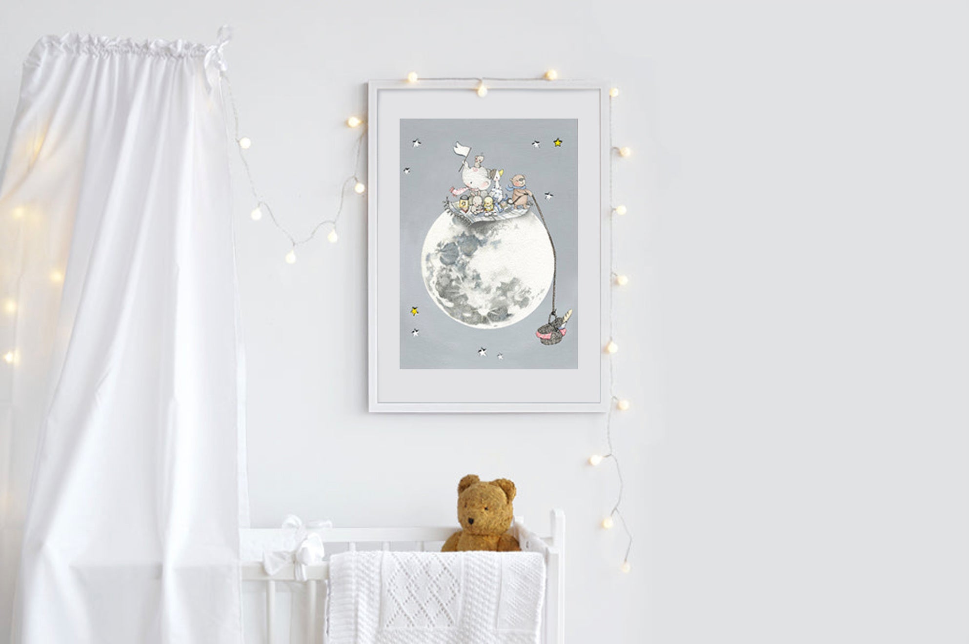 50% OFF | Framed Picnic on the moon print