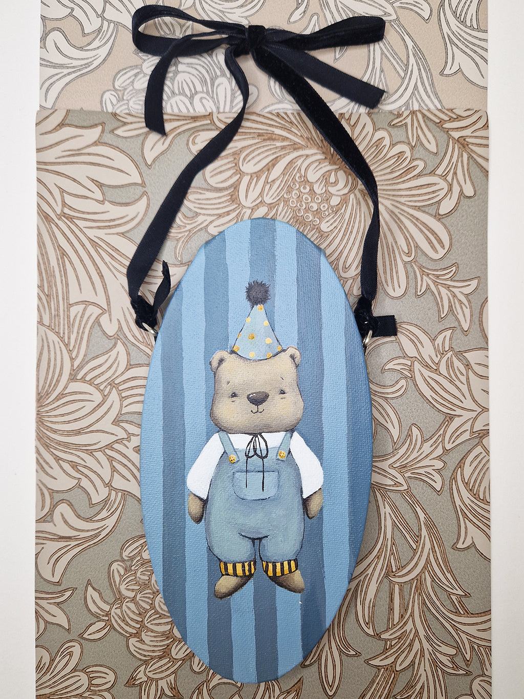 Original hand painted teddy bear canvas painting