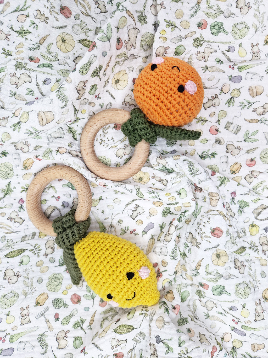 50% OFF | Crochet lemon Baby Rattle Teether Ring Toy