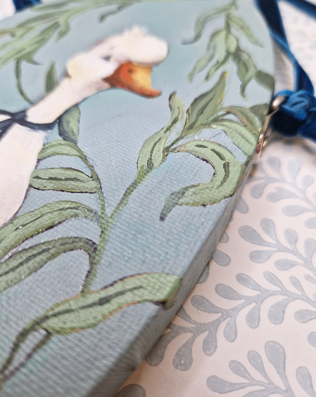 Hand Painted Original Canvas Painting - Dashing Duck