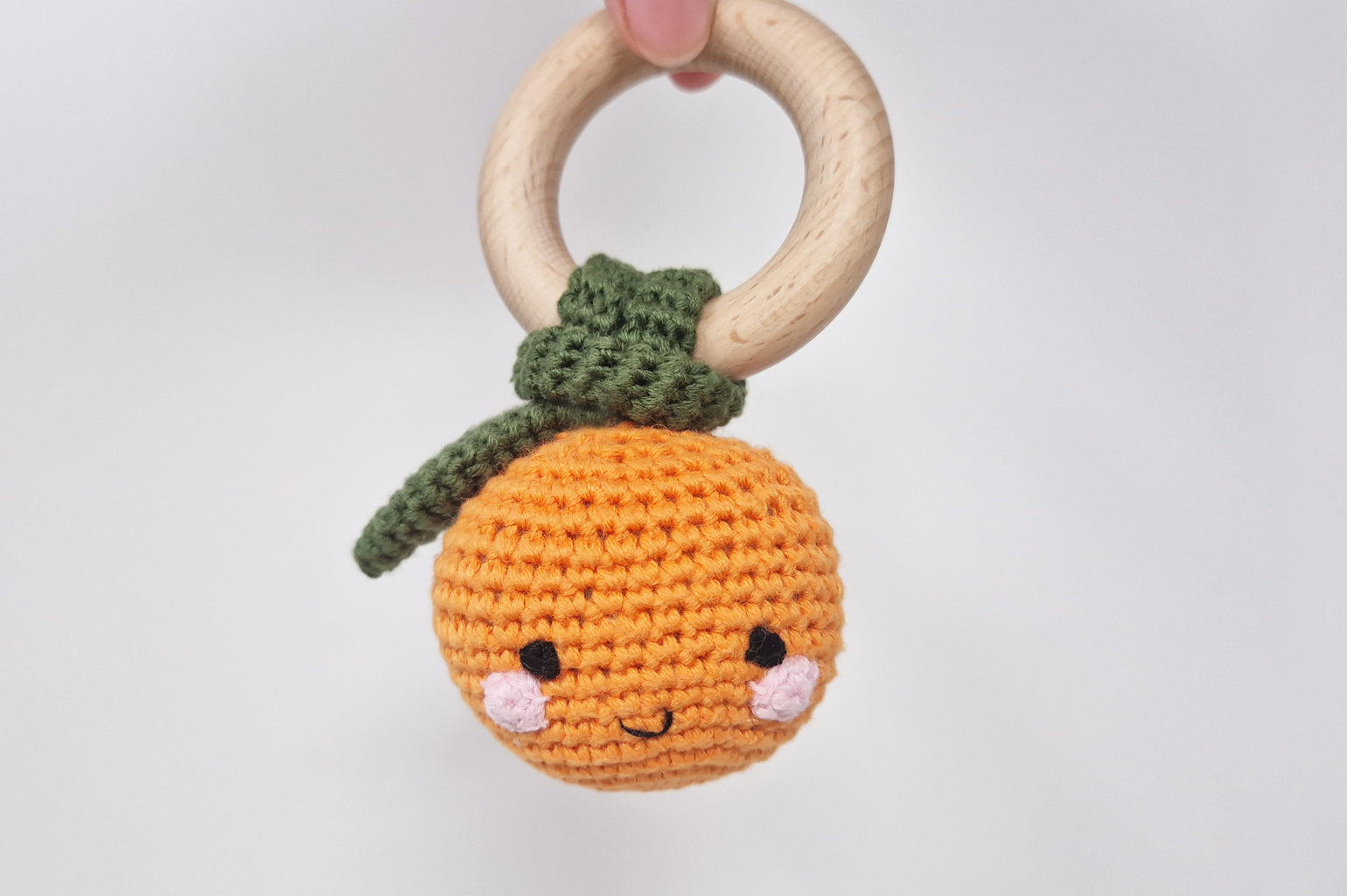 50% OFF | Crochet Orange Baby Rattle Teether Ring Toy