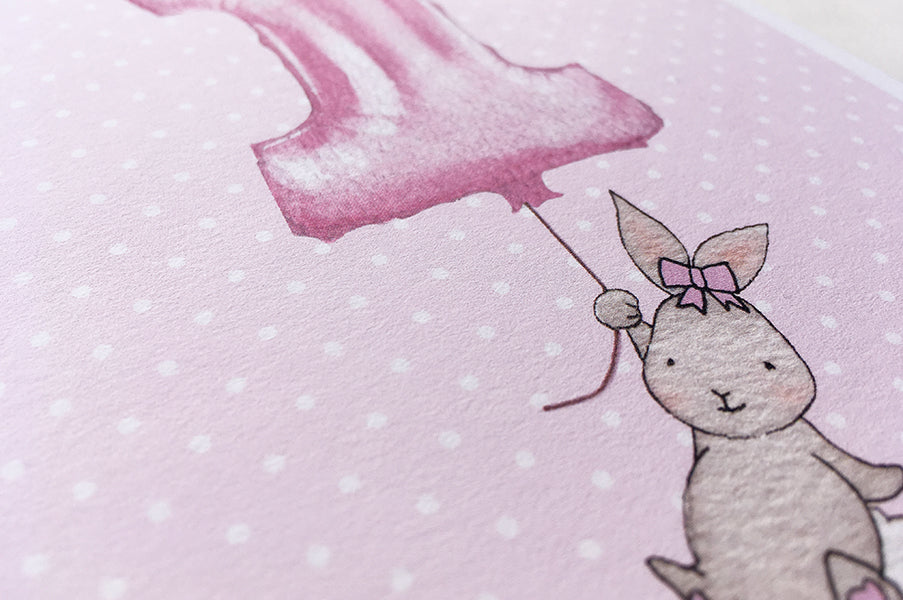 Baby Girl's Number 1 First Birthday Card