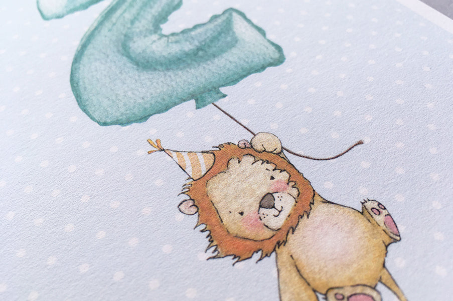 Boy's Number 2 Second Birthday Greetings Card