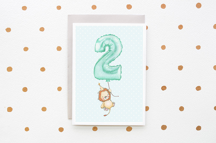 Boy's Number 2 Second Birthday Greetings Card