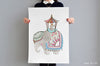 Girl&#39;s Royal Elephant and Rabbit Big Wall Print