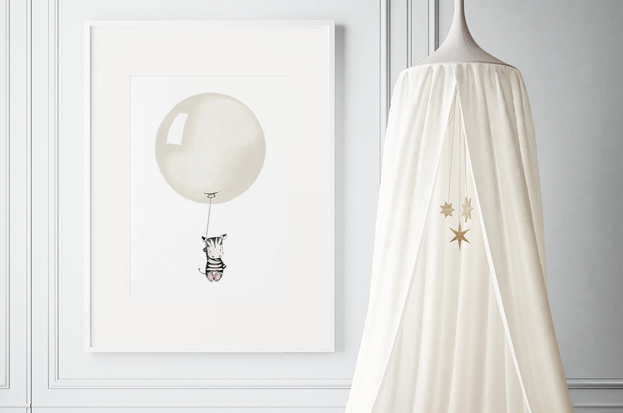 Children's Linen Round Balloon Print