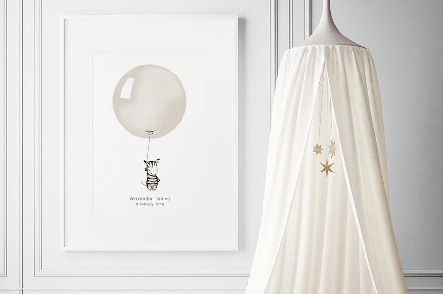 Children's Linen Round Balloon Print