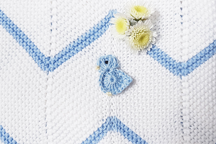 100% Cotton Baby Ducks Blue Knit blanket