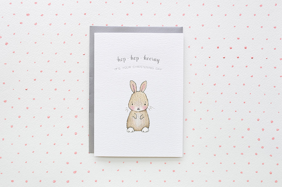 Hop-hop-hooray it's baby's Christening Day Card