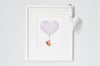 Girl&#39;s Lavender Heart Balloon Bedroom Wall Art Print
