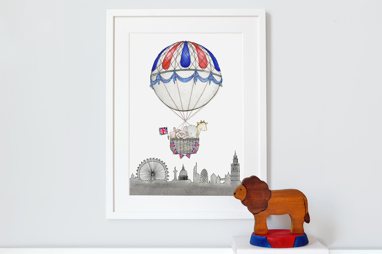 Kid's London Skyline Balloon Journey Art Print