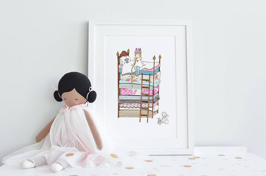 Girl's Personalised Princess and the Pea Picture
