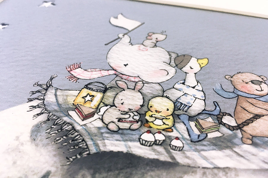 50% OFF | Framed Picnic on the moon print