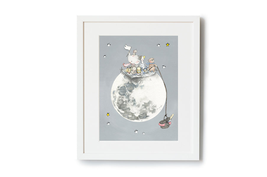 50% OFF | Framed Picnic on the moon print