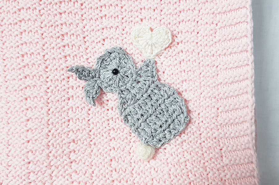Baby Girl Pink Bunny Cotton Knit Blanket