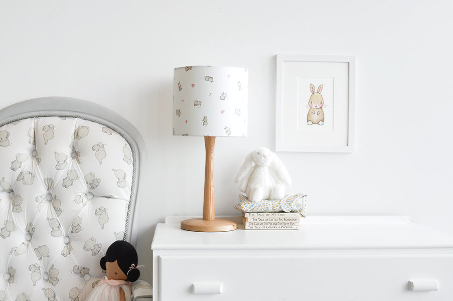 Girl's Rabbits and Roses Nursery Lampshade