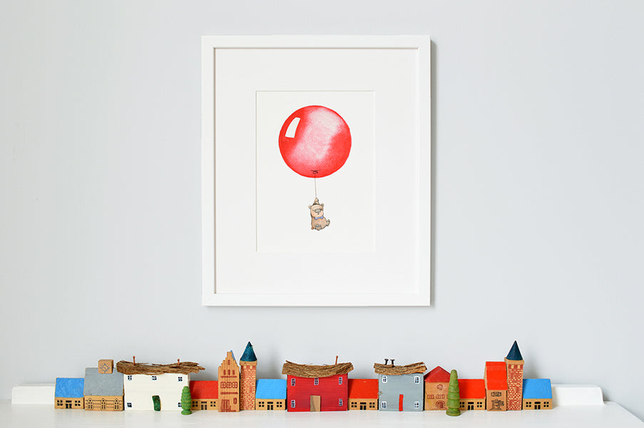 Bright Red Round Balloon Children's Print