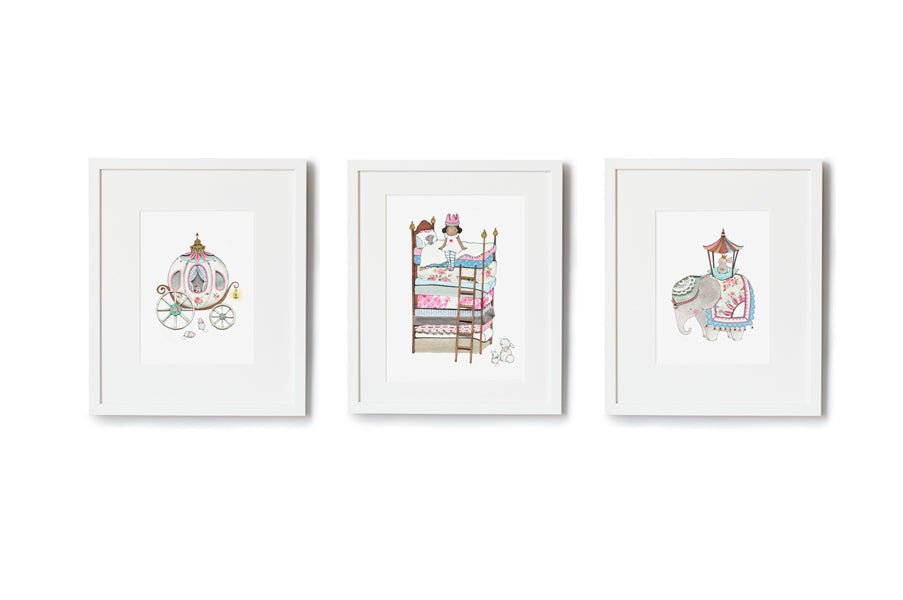 Girl's Royal Princess Bedroom Wall Art Set