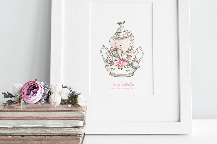 Girl's Personalised Sugar Bowl Mouse Picture