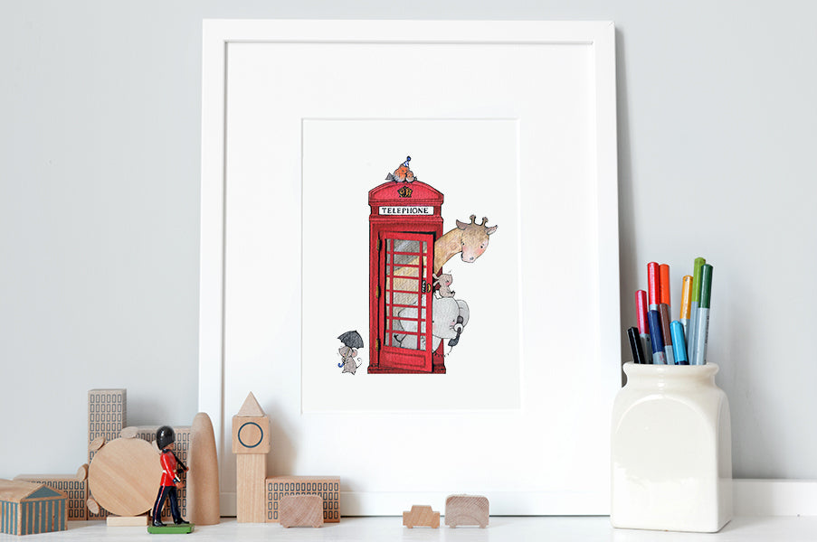British Red Telephone Box Print for a Kid's Room