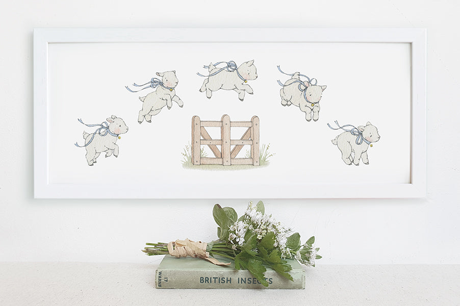 Framed Children's Traditional Counting Sheep Nursery Picture