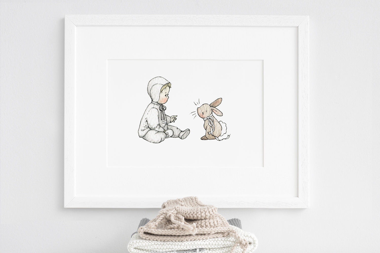 Children's illustration 'Baby Meets Bunny' Print
