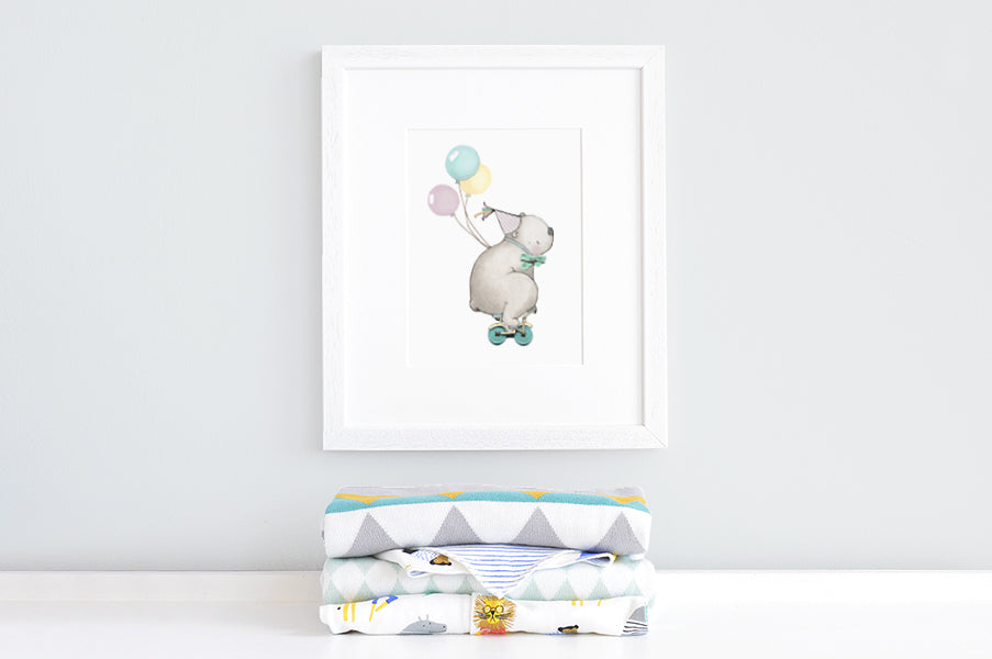 Kid's Bicycle Bear Print for a Circus Bedroom