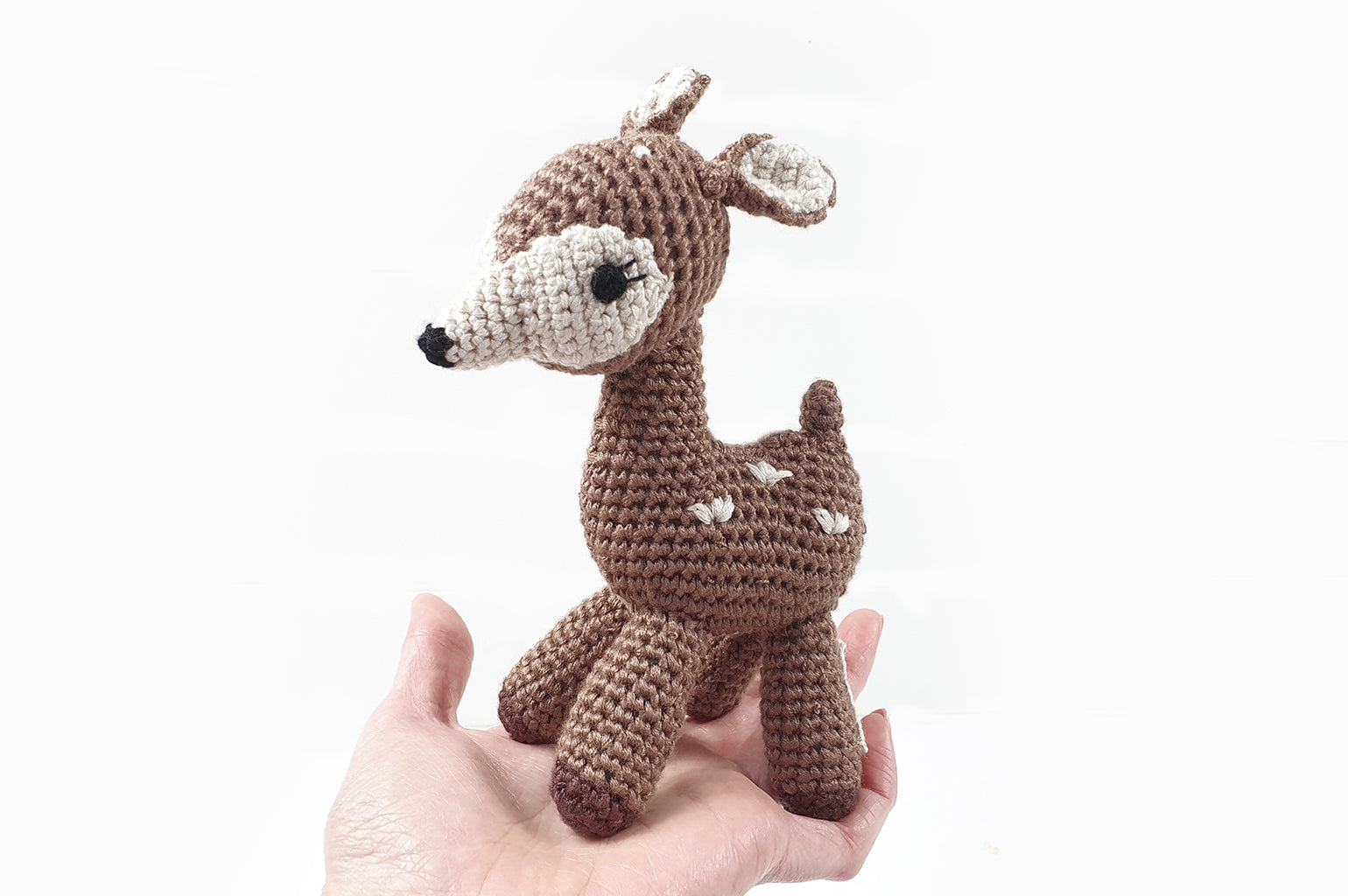 Cute Handmade Crochet baby deer fawn rattle