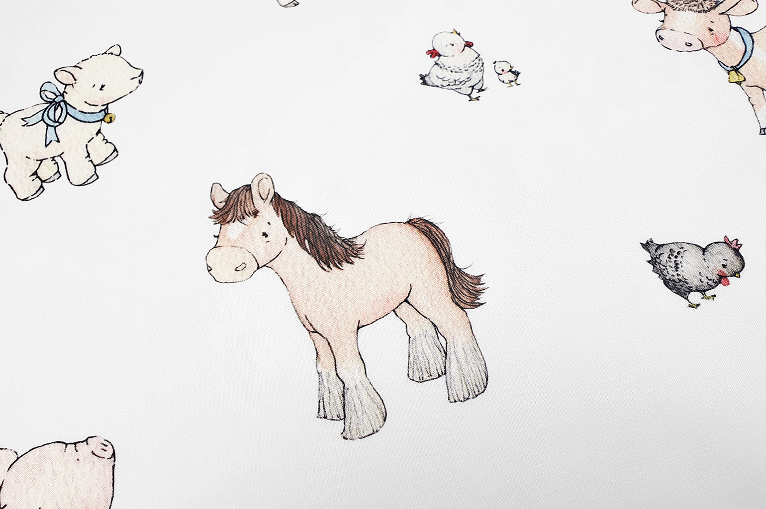 Children's Farm Animals Cotton Fabric