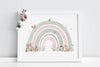 Girl&#39;s Personalised Pink and Mint floral Woodland Rainbow Picture