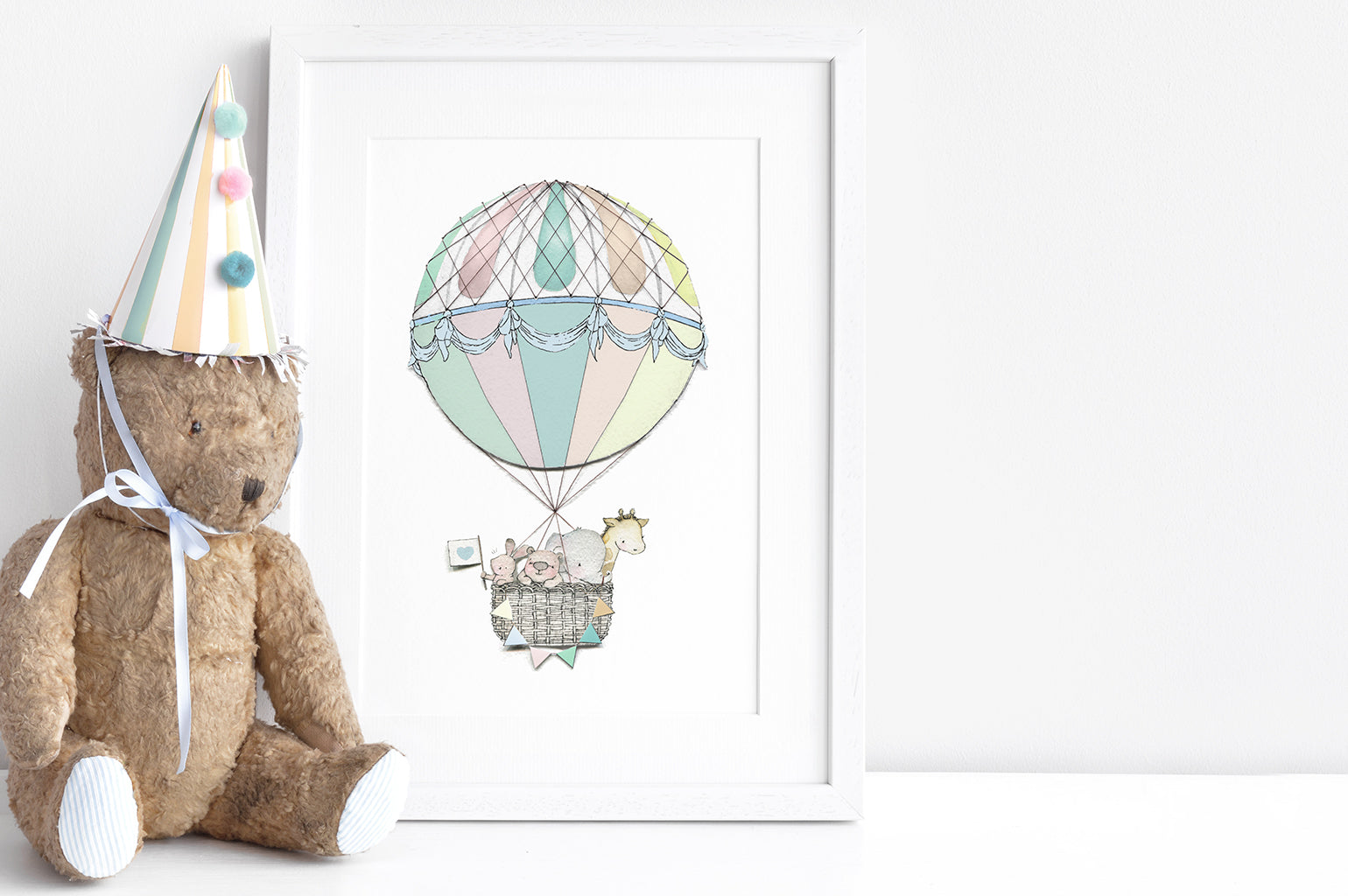 Children's Hot Air Balloon Journey Nursery Print