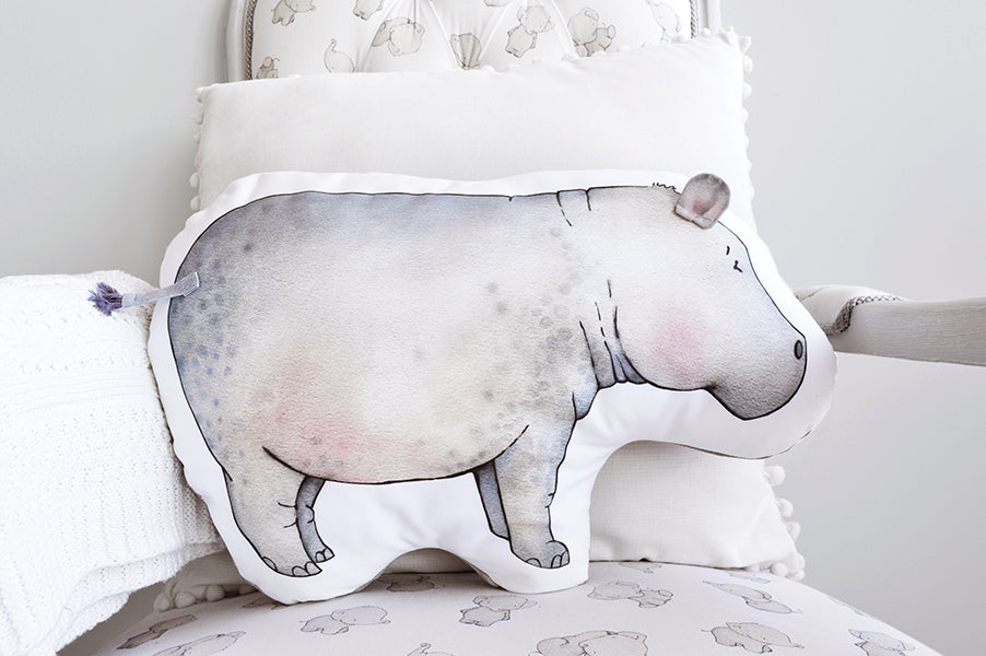 Children's Animal Shaped Hippo Cushion