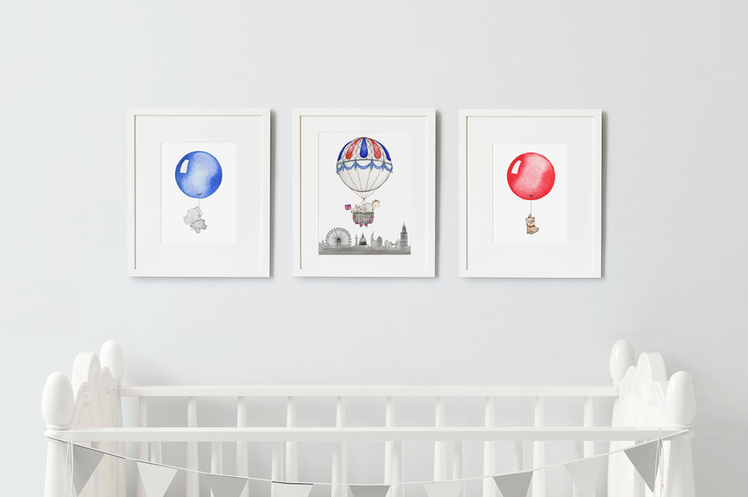 London Balloon Set of children's Nursery art Prints