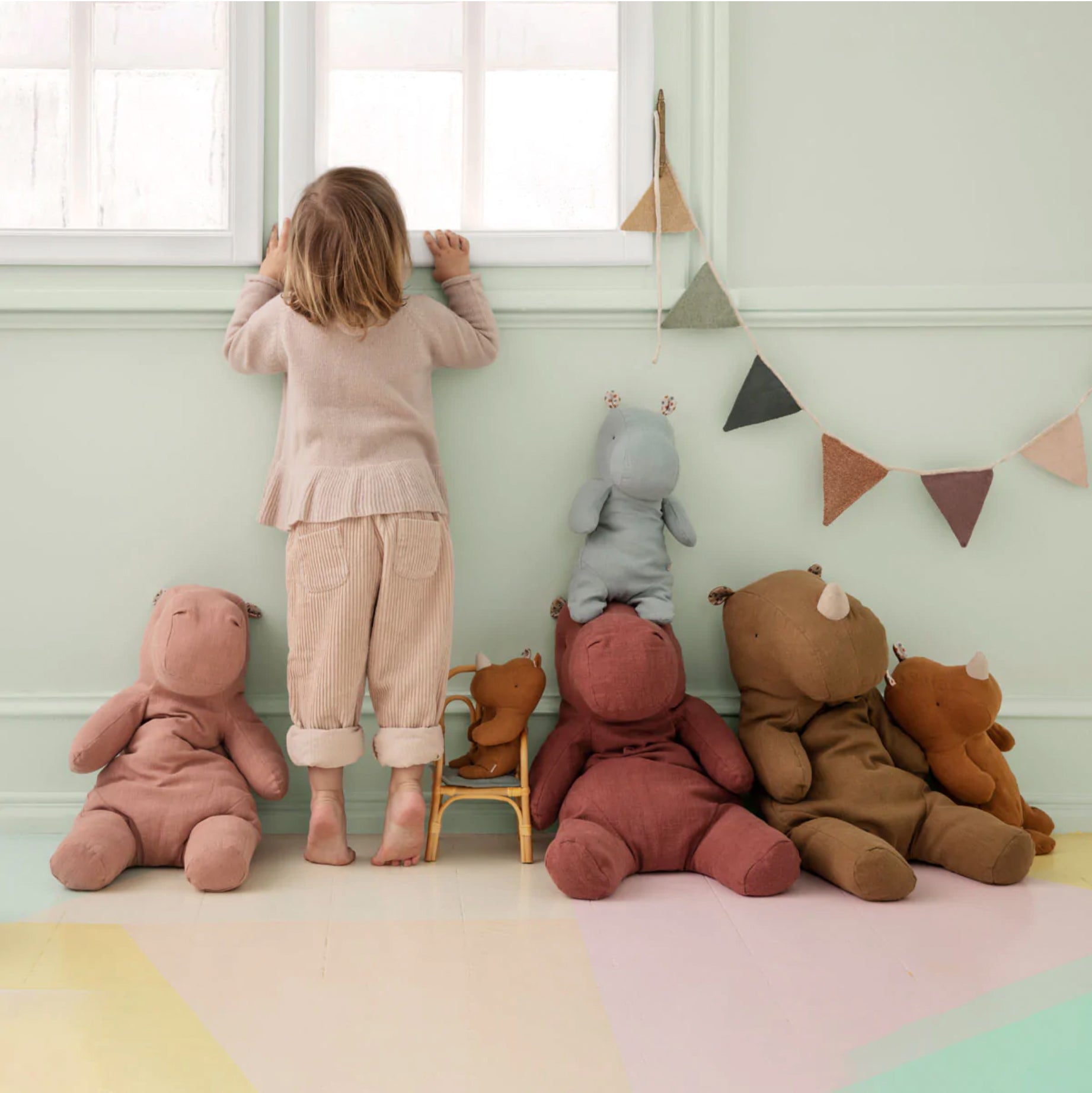 Large Dusty Rose Maileg Hippo Children's Soft Toy