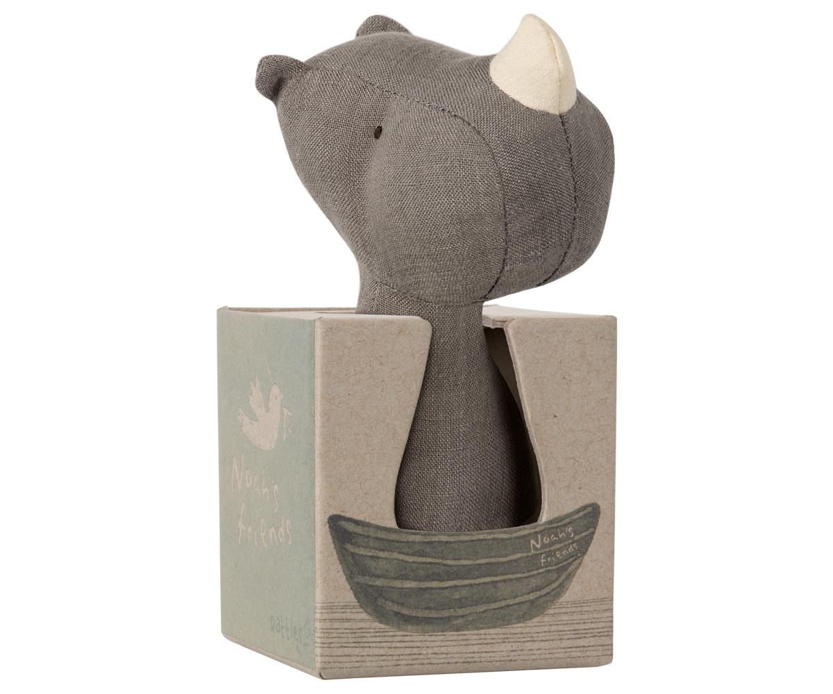 Maileg Soft Rhino Baby Rattle Toy