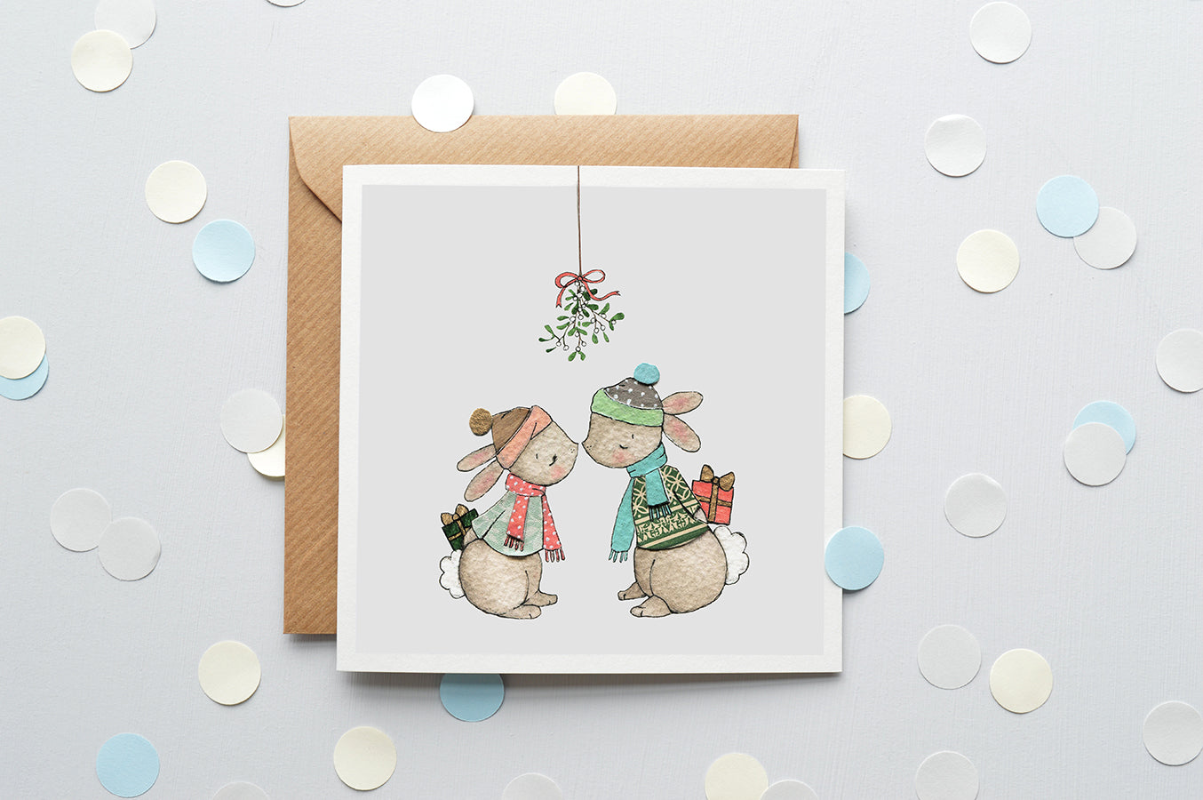 Children's Mistletoe Kisses Christmas Card