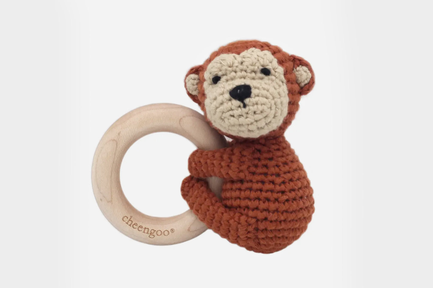 60% OFF | Crochet Cuddly Monkey Baby Rattle Teether Ring Toy