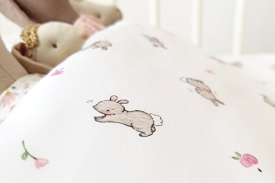 Rabbits and Roses Cot Bed Duvet Set for Girl's Room
