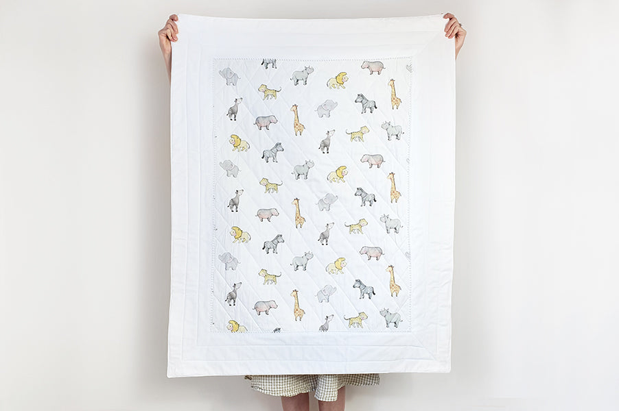 Safari animal baby Cot Bed toddler Quilt