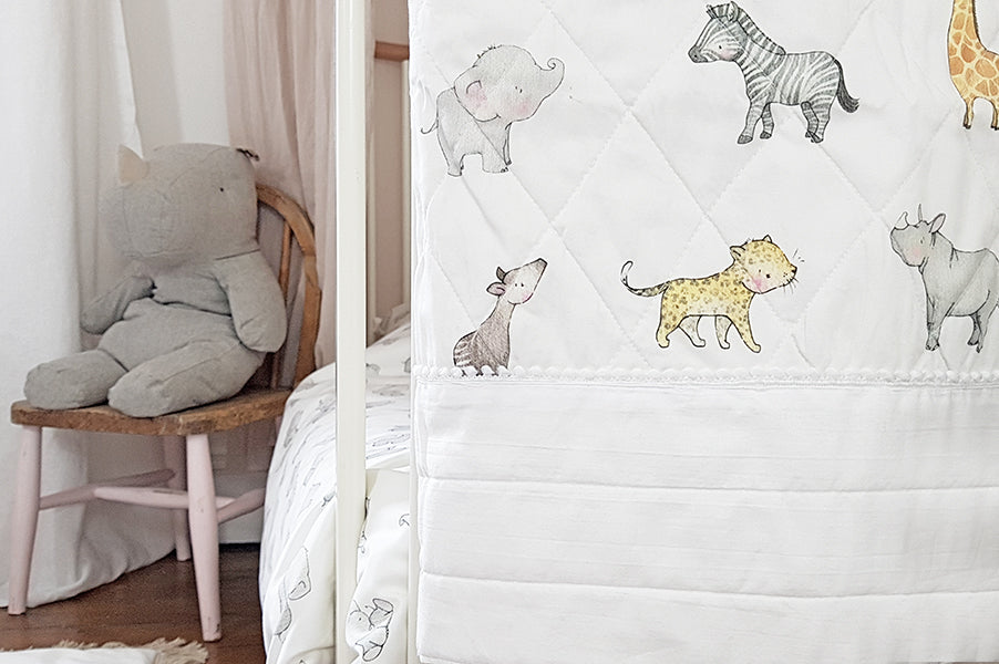Safari animal baby Cot Bed toddler Quilt