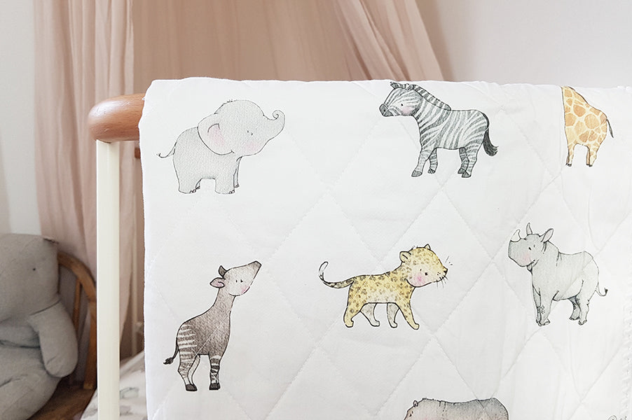 Safari animal baby Cot Bed toddler Quilt