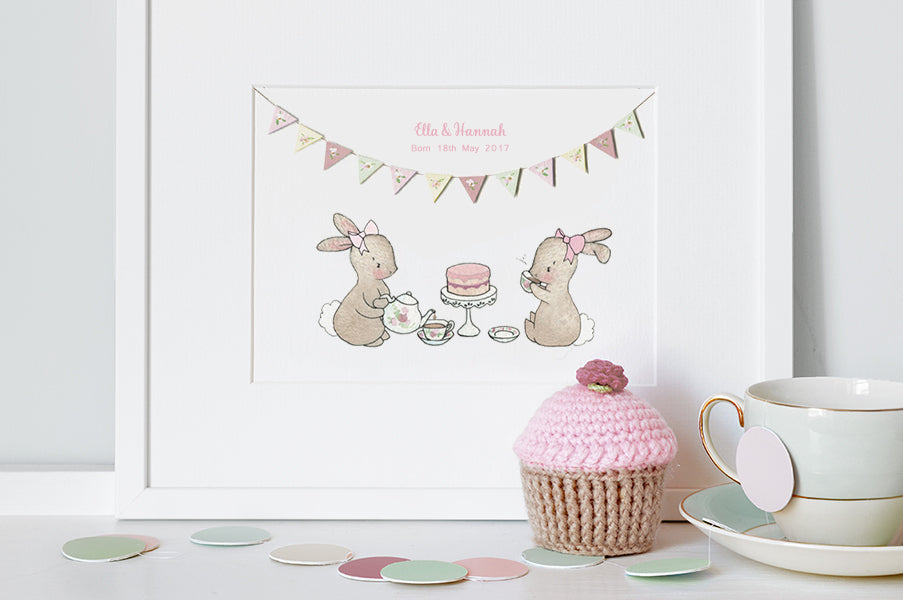 Tea For Two Bunnies Picture for Girl's Room