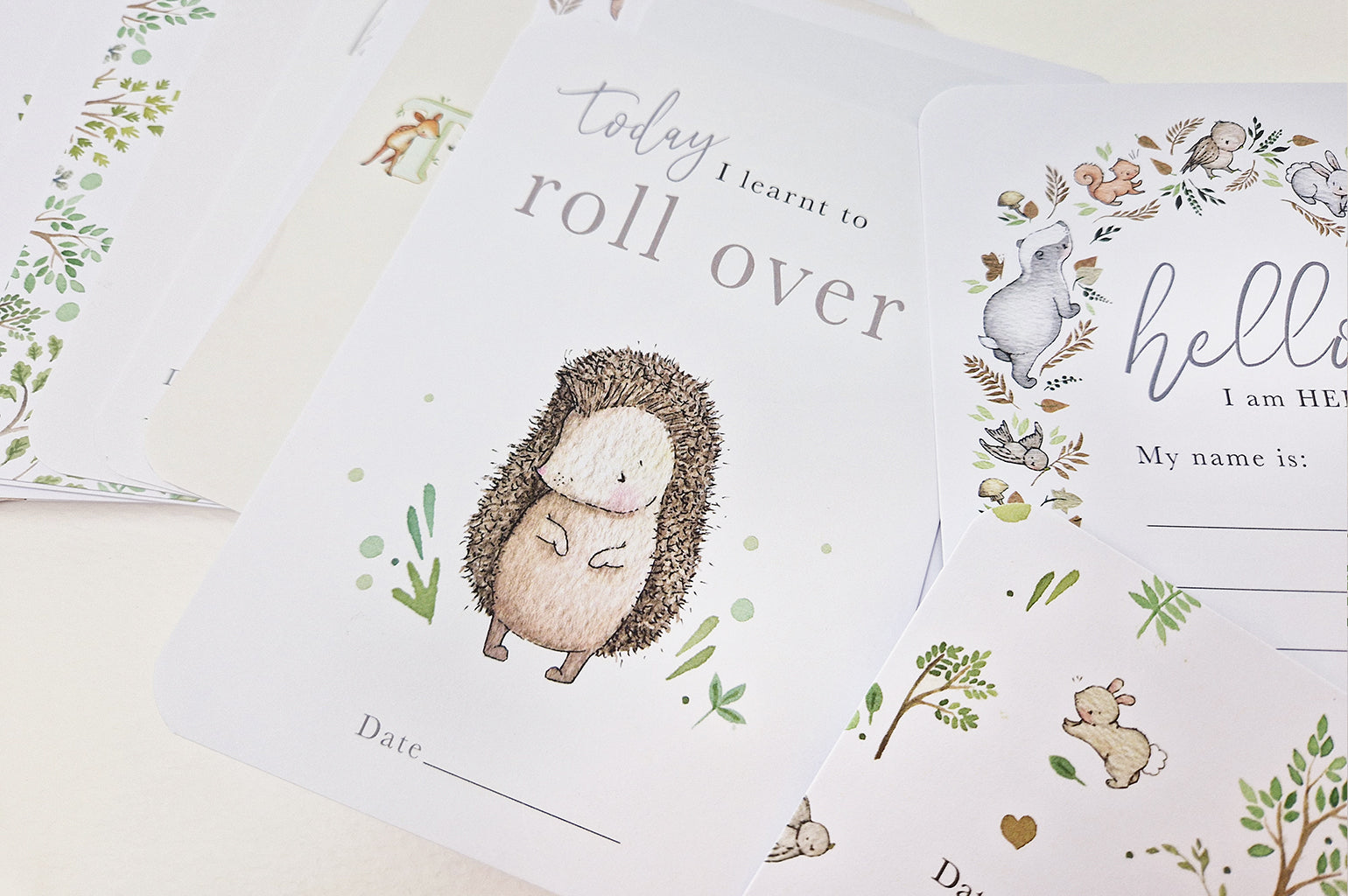 30 Woodland theme Baby's first year milestone cards