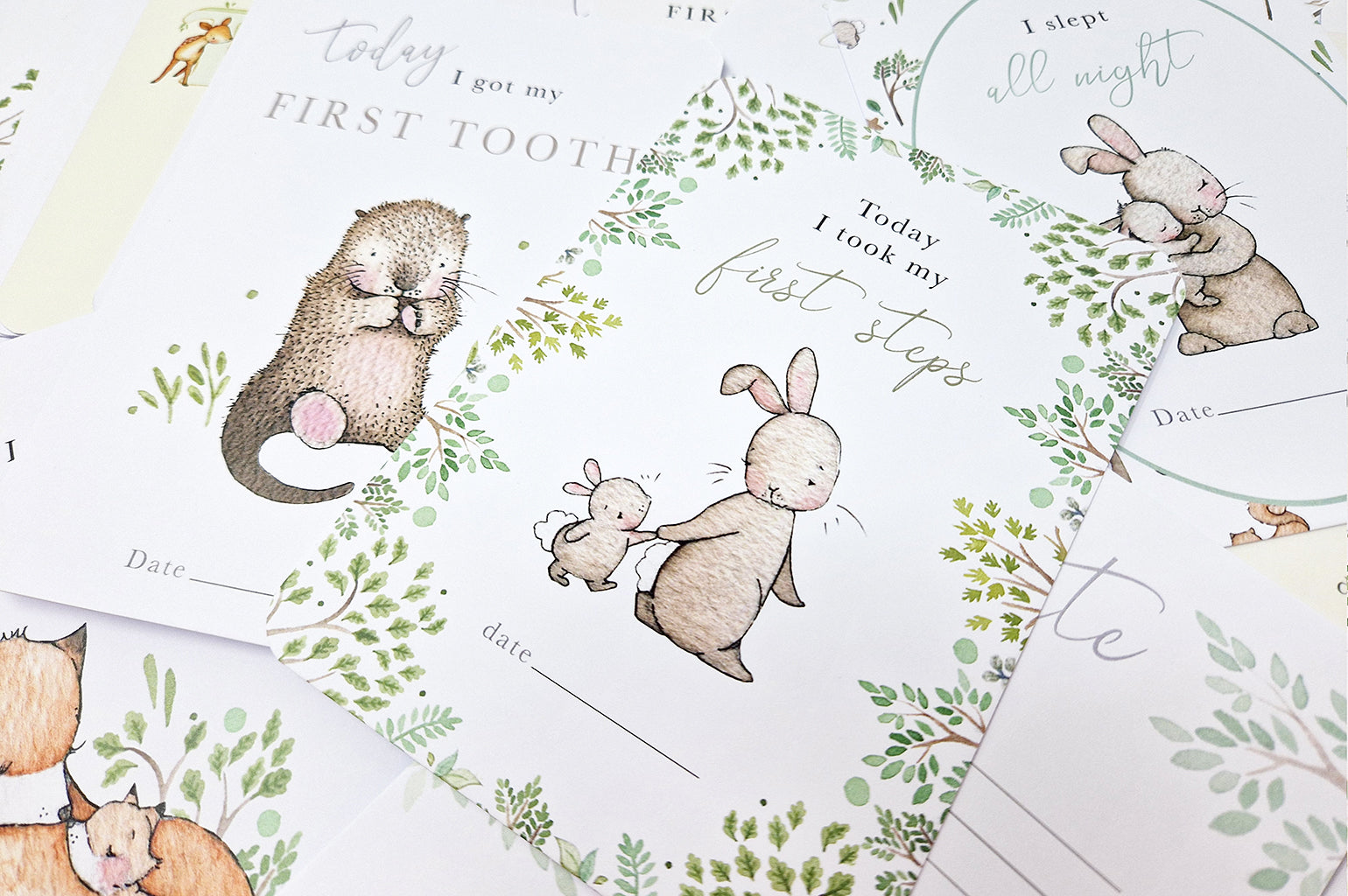 30 Woodland theme Baby's first year milestone cards