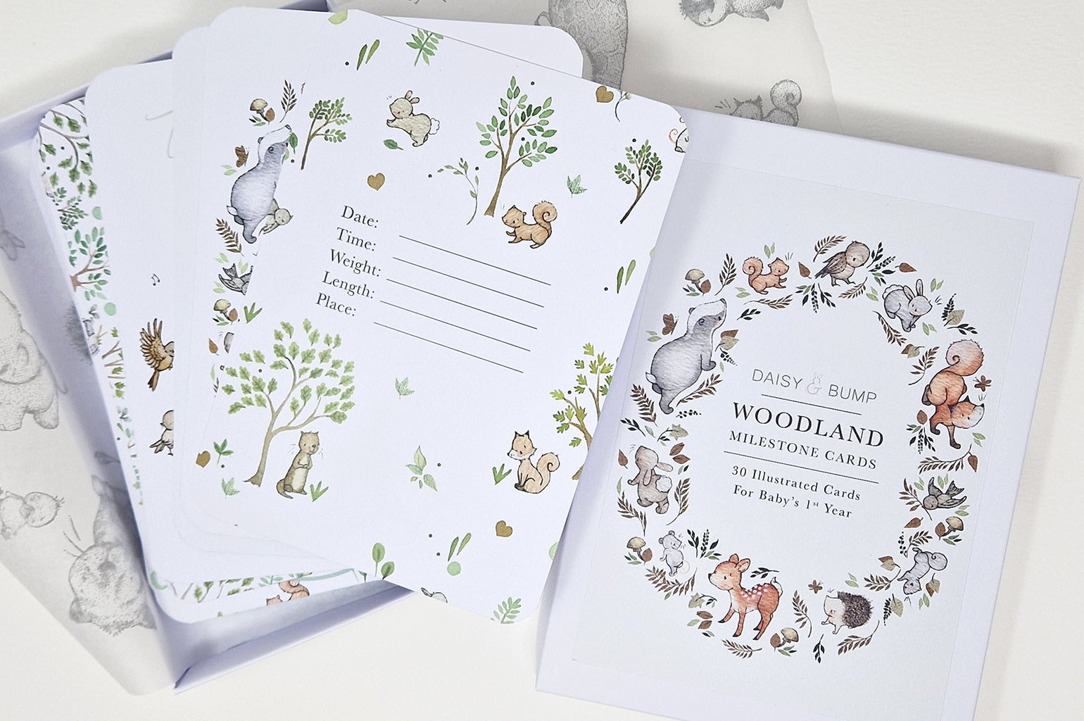 30 Woodland theme Baby's first year milestone cards
