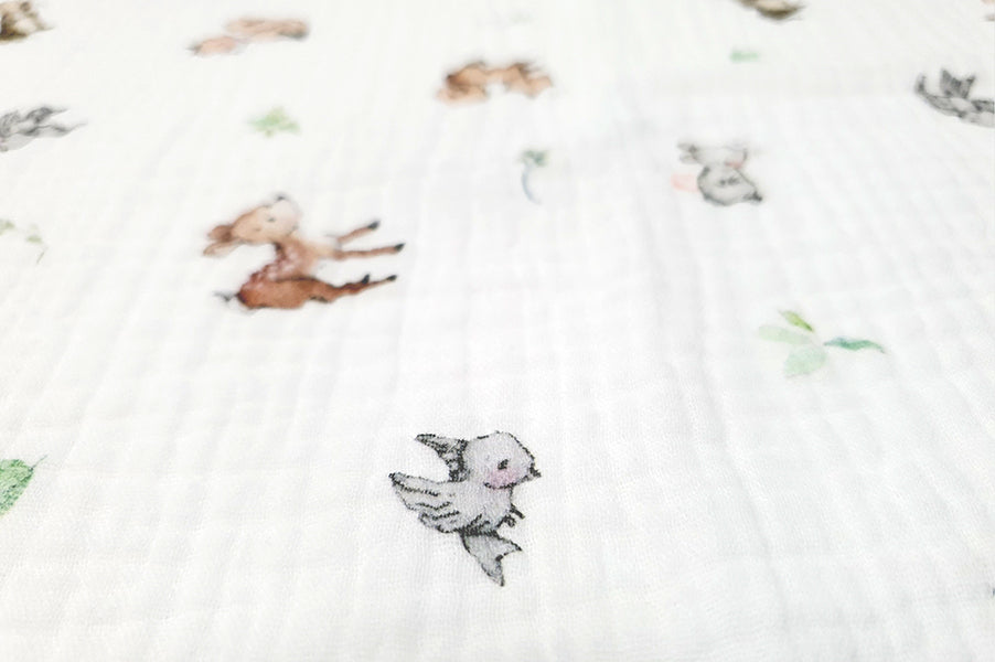 Woodland Animals 100% cotton baby muslin cloth square