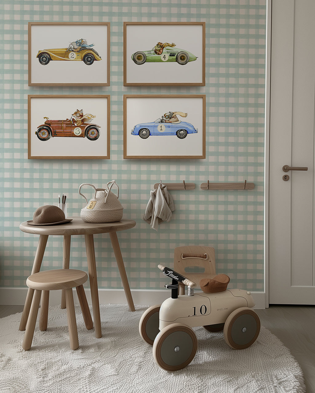 Children's Racing Car Wall Art Print Set