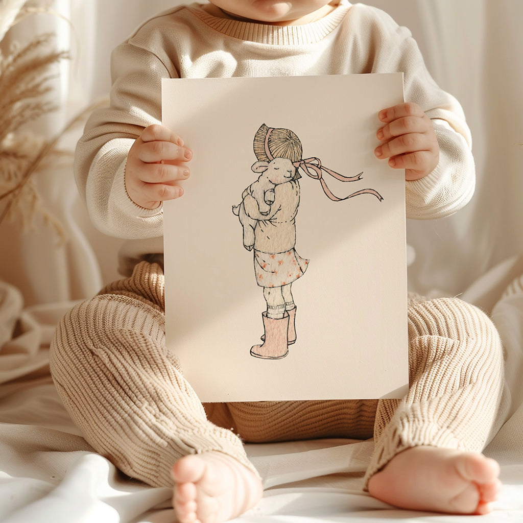 Mary Had a Little Lamb Girl&#39;s Nursery Picture