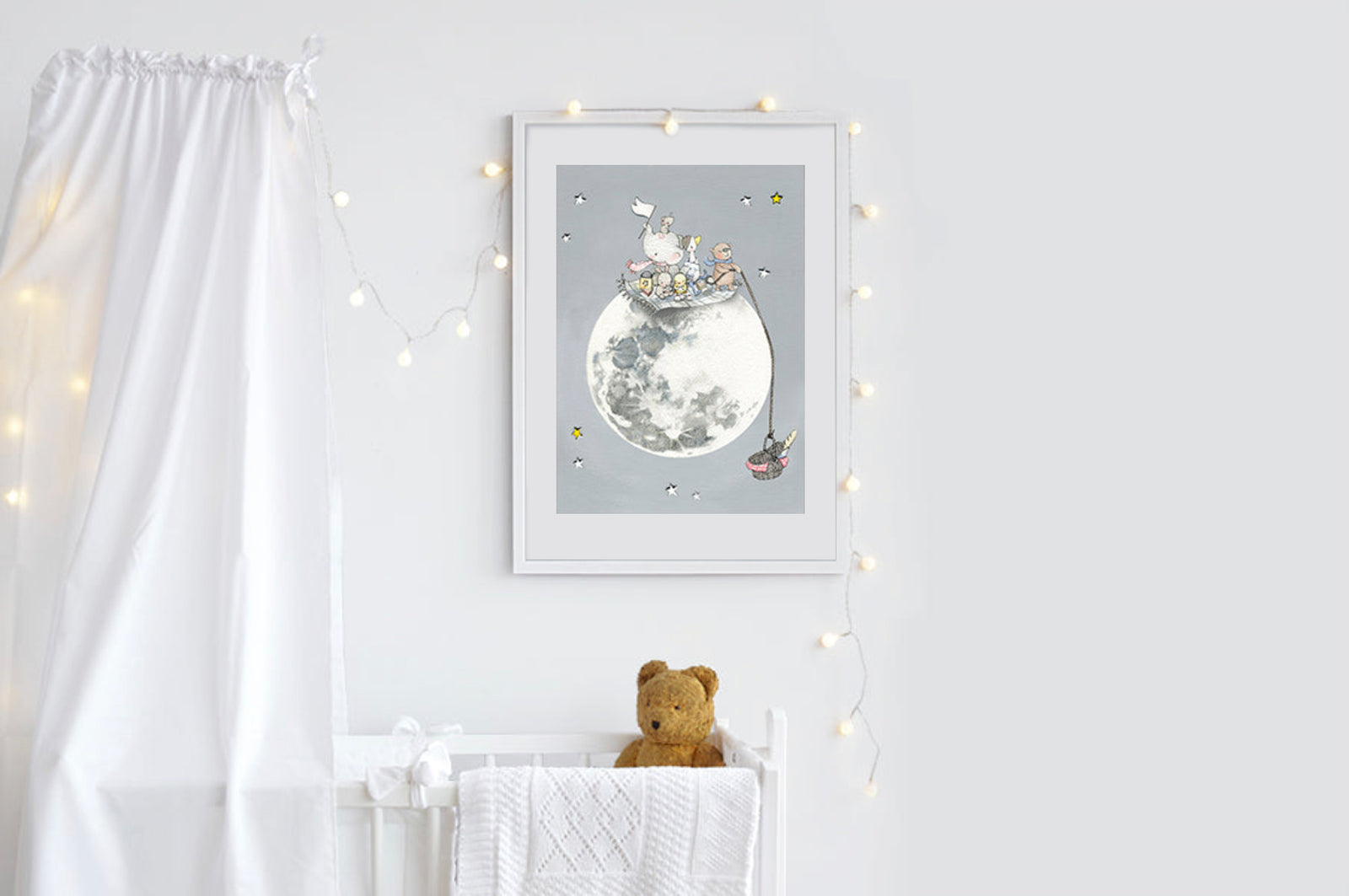 50% OFF | Framed Picnic on the moon print