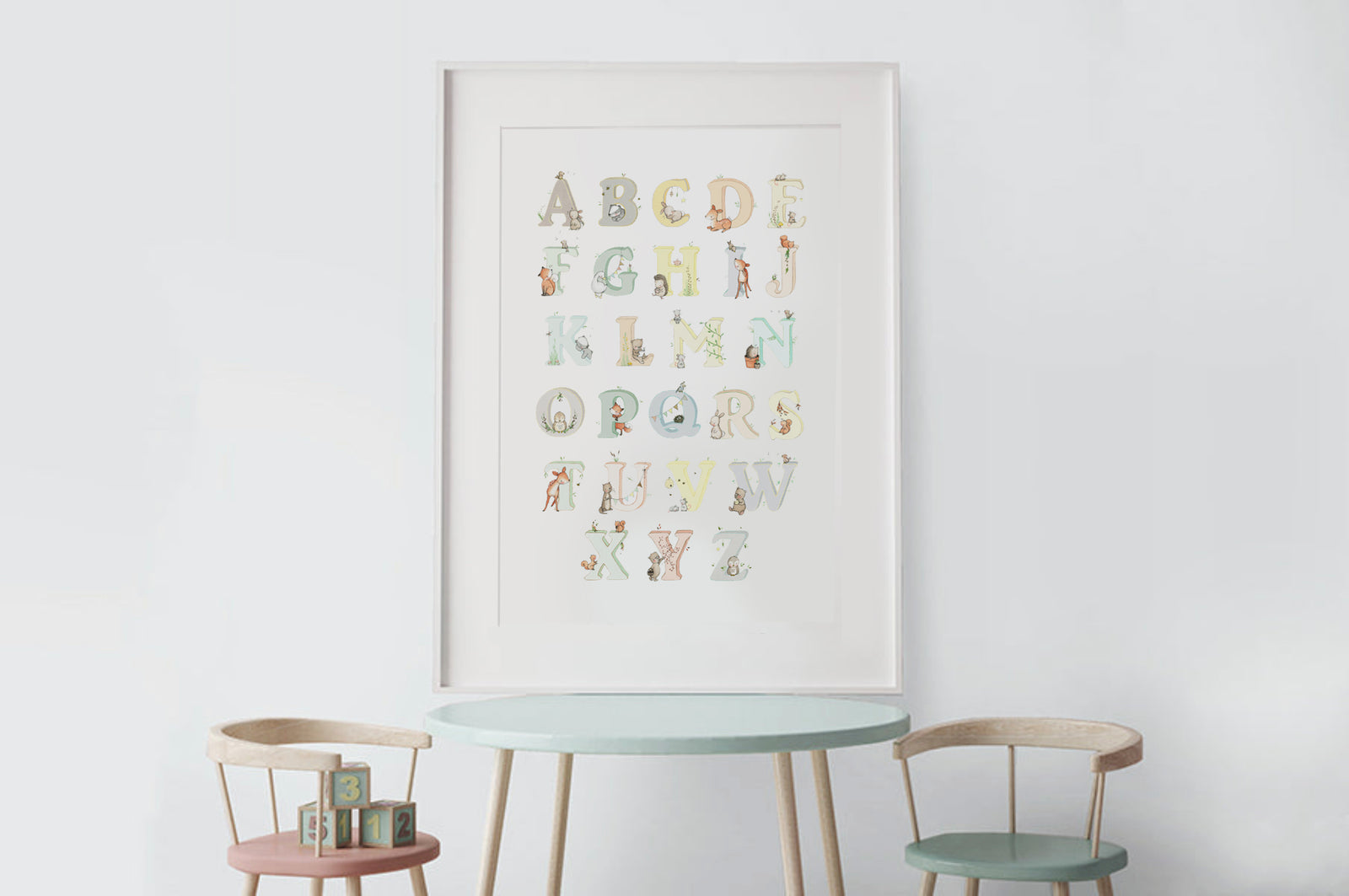 50% SALE | Framed Woodland Alphabet Print - Unisex